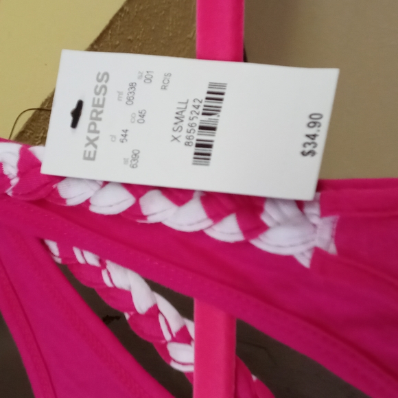 Express Pink/White Striped Halter Tank Top Women's Size XS NWT - Picture 3 of 8